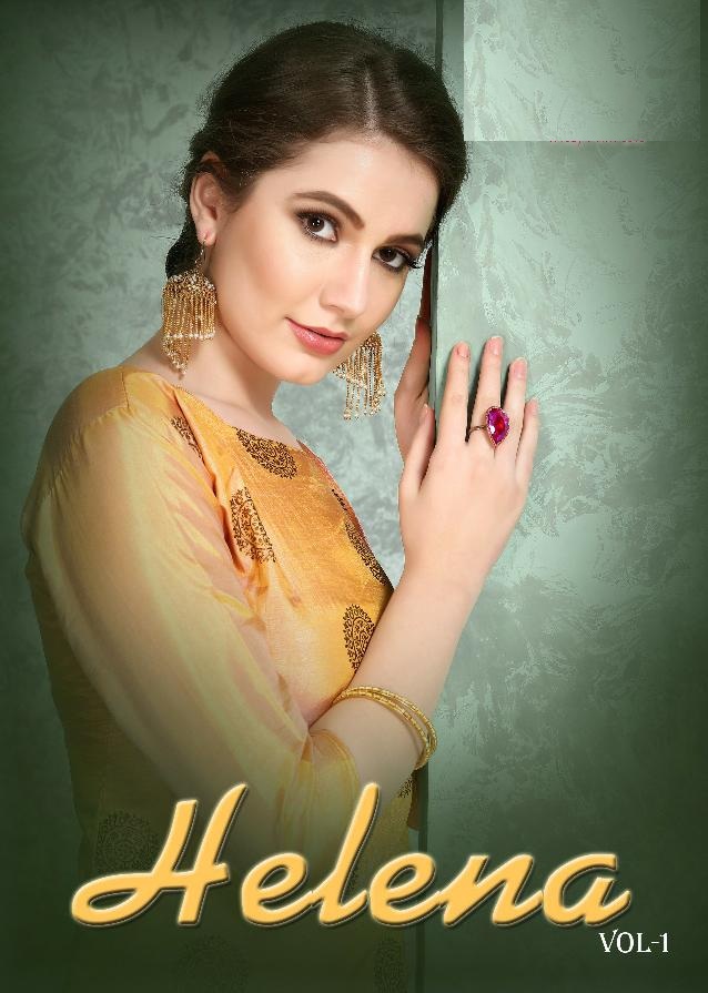Helena Vol-1 By Helena 101 To 105 Series Designer Collection Beautiful Stylish Colorful Fancy Party Wear & Occasional Wear Two Tone Silk Foil Printed Kurtis With Bottom At Wholesale Price