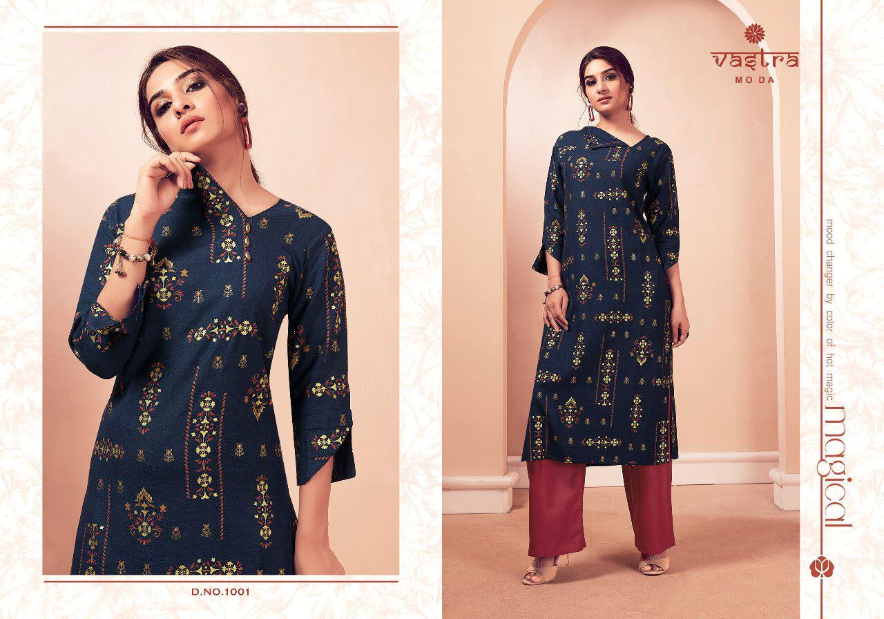 Heritage Vol-2 By Vastra Moda 1001 To 1006 Series Beautiful Stylish Fancy Colorful Casual Wear & Ethnic Wear & Ready To Wear Two Premium Rayon Flex With Gold Kurtis At Wholesale Price