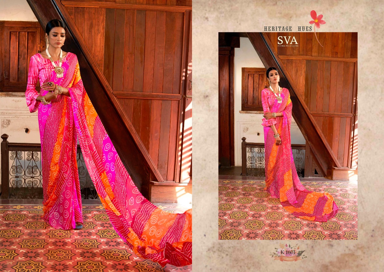 Heritage By Sva 1601 To 1612 Series Indian Traditional Wear Collection Beautiful Stylish Fancy Colorful Party Wear & Occasional Wear Weightless Chiffon Sarees At Wholesale Price