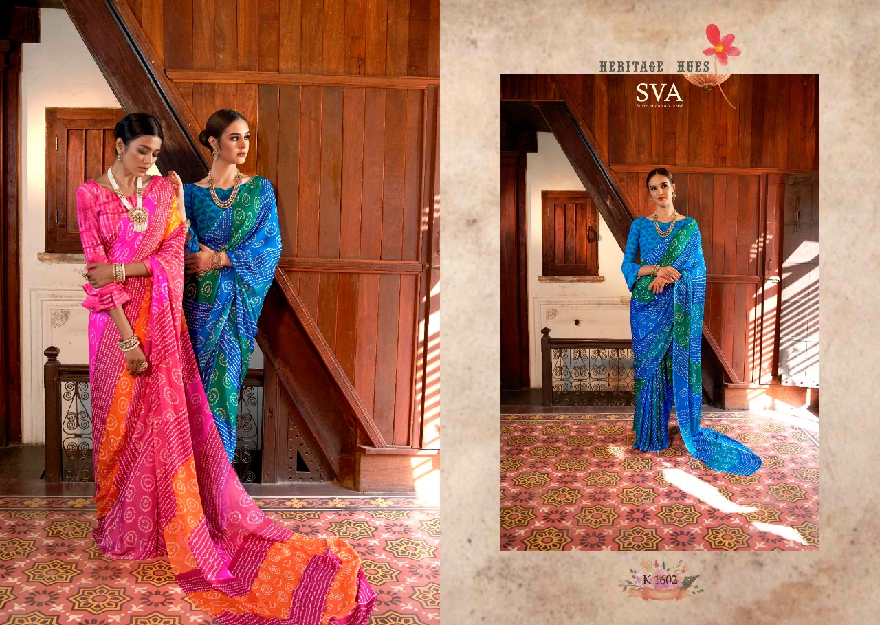 Heritage By Sva 1601 To 1612 Series Indian Traditional Wear Collection Beautiful Stylish Fancy Colorful Party Wear & Occasional Wear Weightless Chiffon Sarees At Wholesale Price