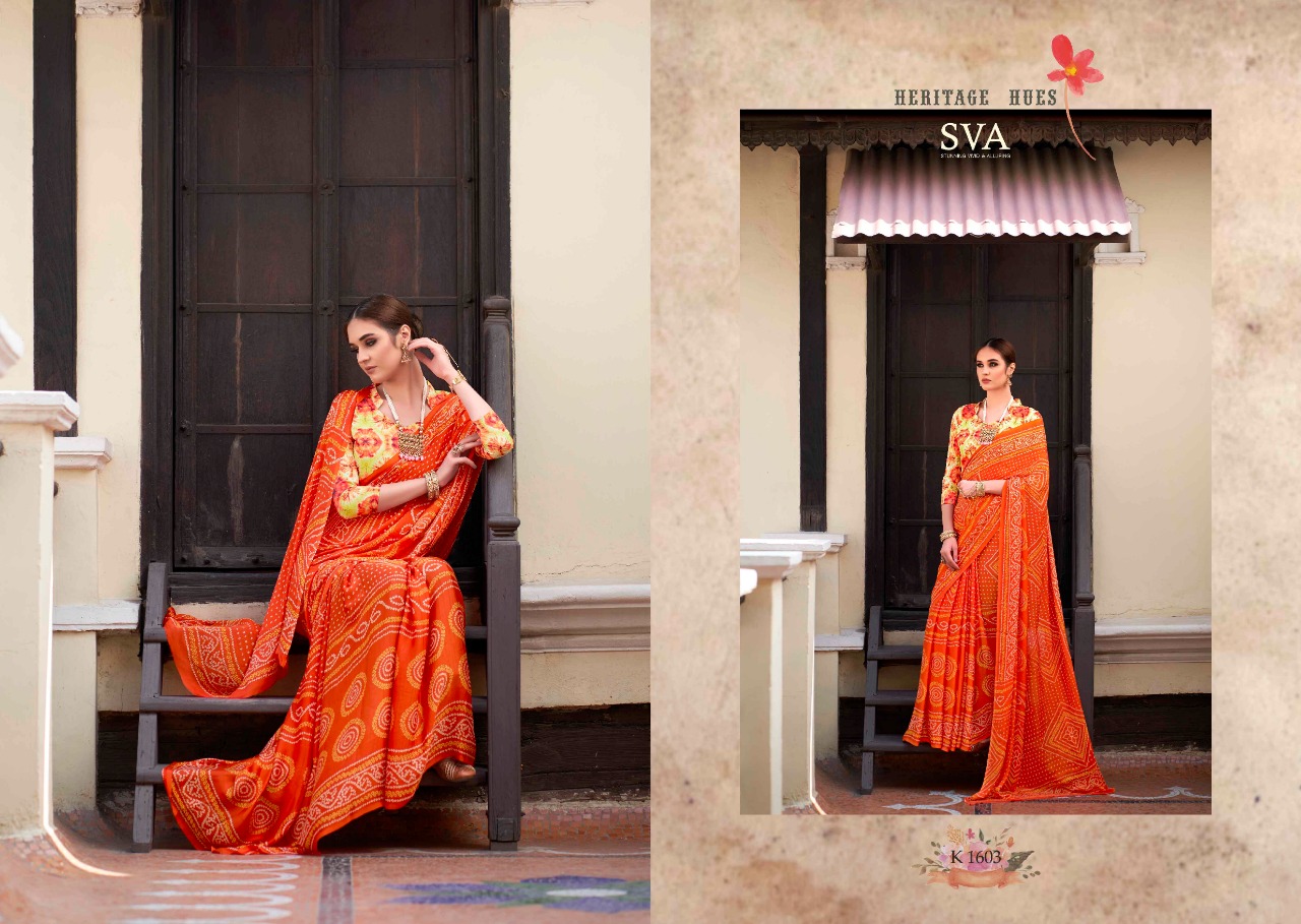 Heritage By Sva 1601 To 1612 Series Indian Traditional Wear Collection Beautiful Stylish Fancy Colorful Party Wear & Occasional Wear Weightless Chiffon Sarees At Wholesale Price