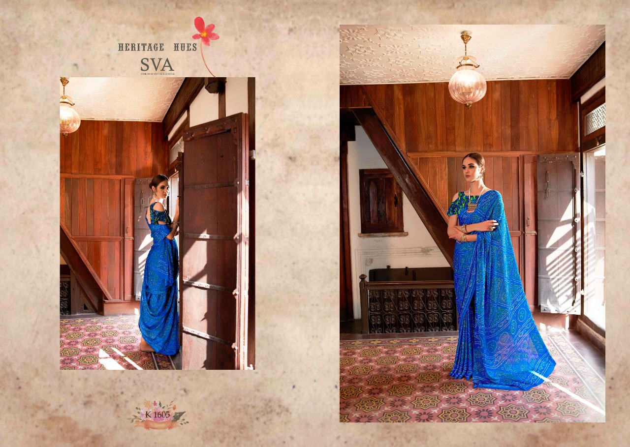 Heritage By Sva 1601 To 1612 Series Indian Traditional Wear Collection Beautiful Stylish Fancy Colorful Party Wear & Occasional Wear Weightless Chiffon Sarees At Wholesale Price