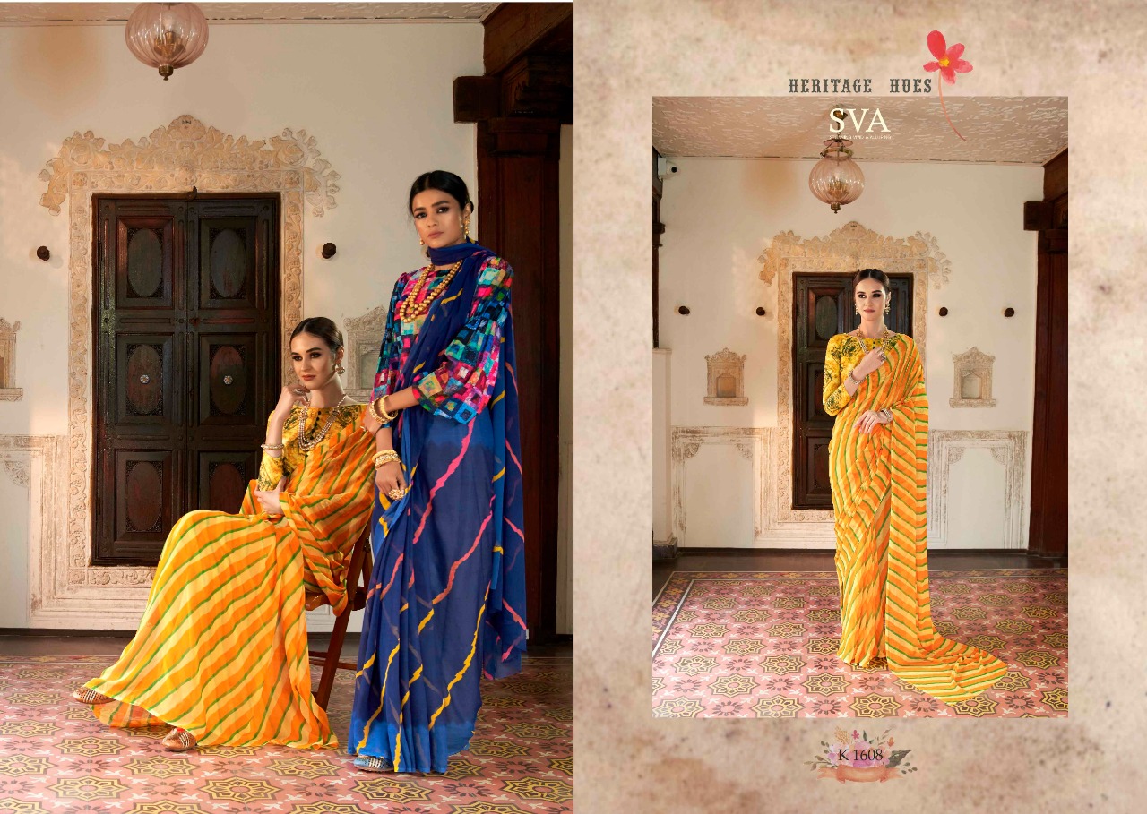 Heritage By Sva 1601 To 1612 Series Indian Traditional Wear Collection Beautiful Stylish Fancy Colorful Party Wear & Occasional Wear Weightless Chiffon Sarees At Wholesale Price