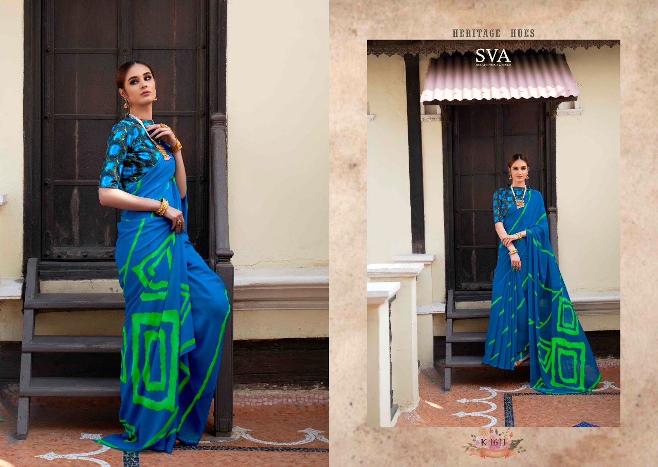 Heritage By Sva 1601 To 1612 Series Indian Traditional Wear Collection Beautiful Stylish Fancy Colorful Party Wear & Occasional Wear Weightless Chiffon Sarees At Wholesale Price