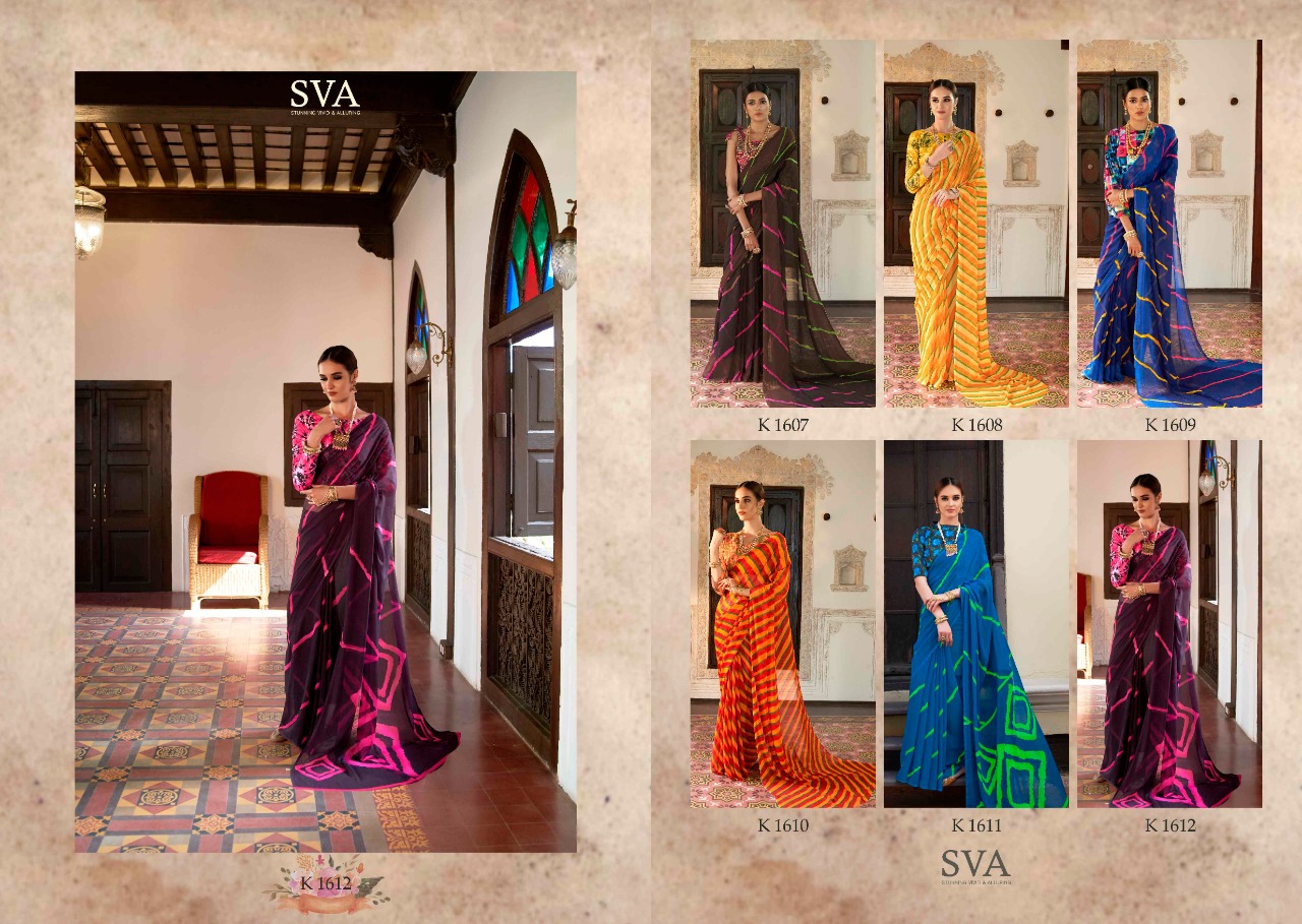 Heritage By Sva 1601 To 1612 Series Indian Traditional Wear Collection Beautiful Stylish Fancy Colorful Party Wear & Occasional Wear Weightless Chiffon Sarees At Wholesale Price