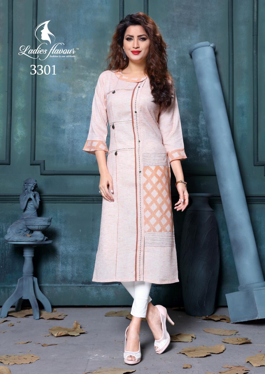 Heroine By Ladies Flavour 3301 To 3305 Series Beautiful Stylish Fancy Colorful Casual Wear & Ethnic Wear Talian Linen Kurtis At Wholesale Price