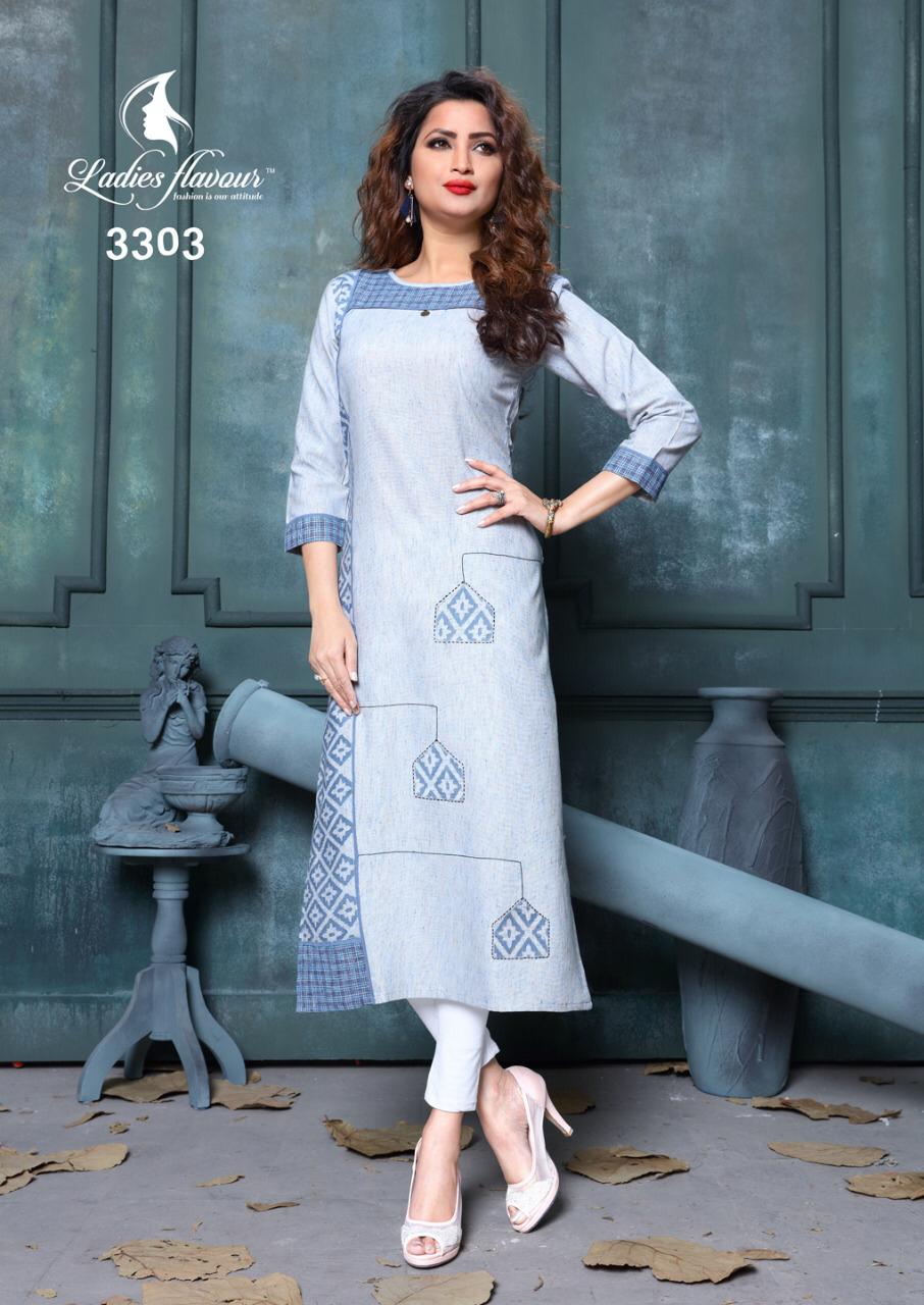 Heroine By Ladies Flavour 3301 To 3305 Series Beautiful Stylish Fancy Colorful Casual Wear & Ethnic Wear Talian Linen Kurtis At Wholesale Price