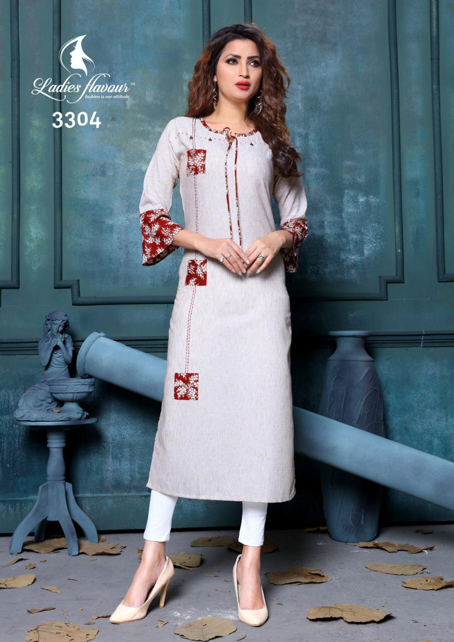 Heroine By Ladies Flavour 3301 To 3305 Series Beautiful Stylish Fancy Colorful Casual Wear & Ethnic Wear Talian Linen Kurtis At Wholesale Price