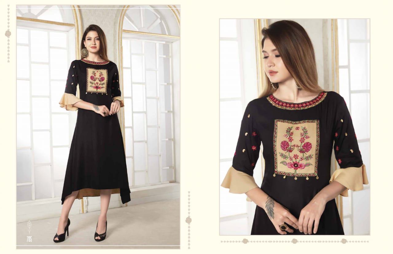 Hinaya Vol-1 By Mansukh Fashion 701 To 709 Series Beautiful Colorful Stylish Fancy Casual Wear & Ethnic Wear & Ready To Wear Heavy Rayon & Cotton Printed Kurtis At Wholesale Price