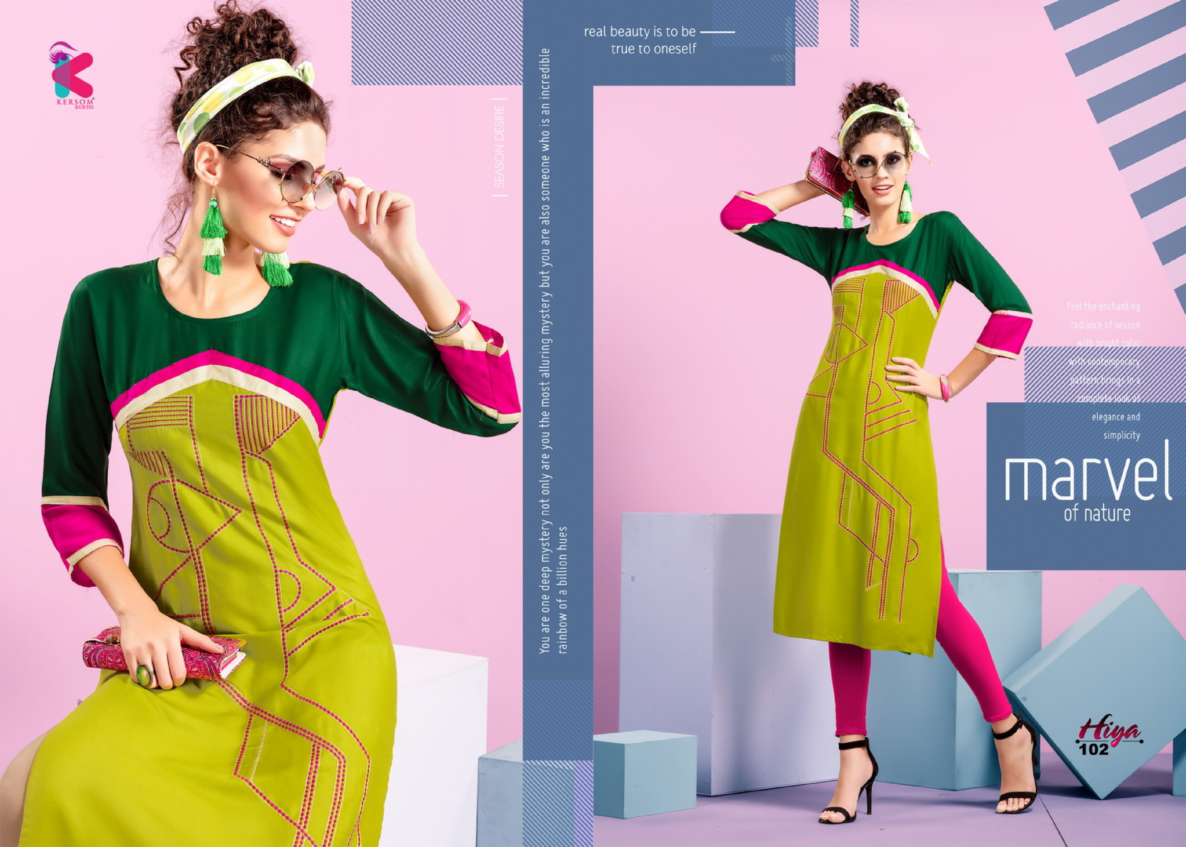Hiya By Kersom 101 To 108 Series Beautiful Colorful Stylish Fancy Casual Wear & Ethnic Wear & Ready To Wear Heavy Rayon Embroidered Kurtis At Wholesale Price