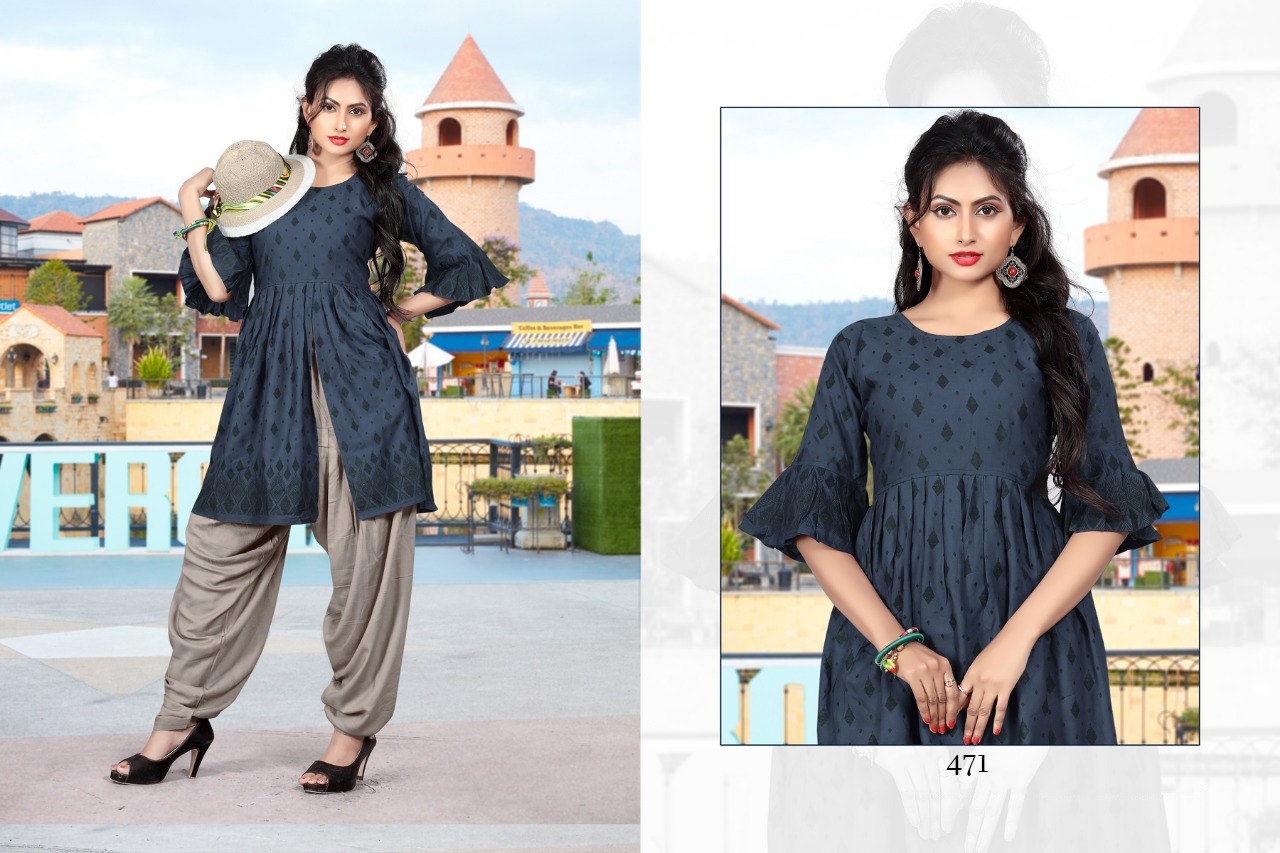 Heldon Vol-1 By Kedar Creation 471 To 475 Series Beautiful Stylish Fancy Colorful Casual Wear & Ethnic Wear & Ready To Wear Rayon Printed Kurtis & Palazzos At Wholesale Price
