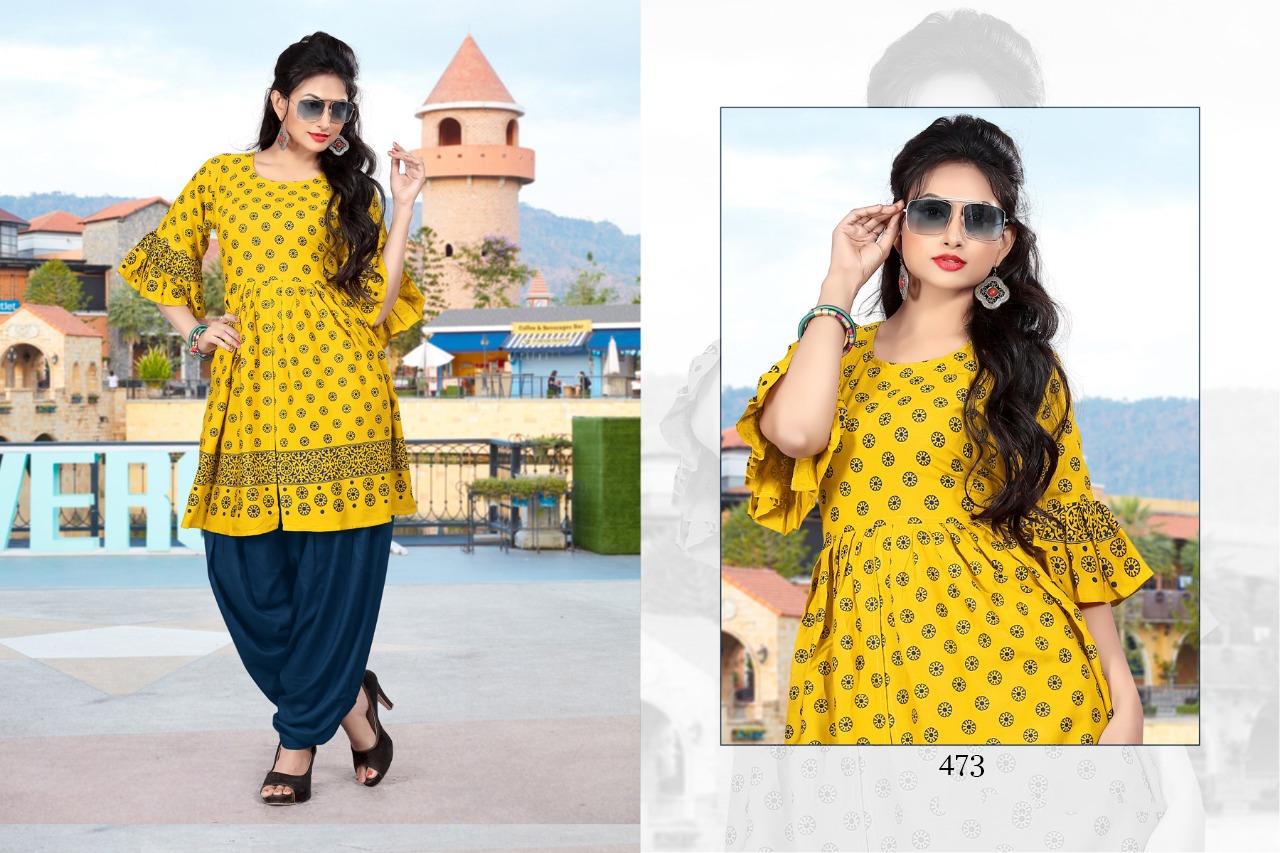 Heldon Vol-1 By Kedar Creation 471 To 475 Series Beautiful Stylish Fancy Colorful Casual Wear & Ethnic Wear & Ready To Wear Rayon Printed Kurtis & Palazzos At Wholesale Price