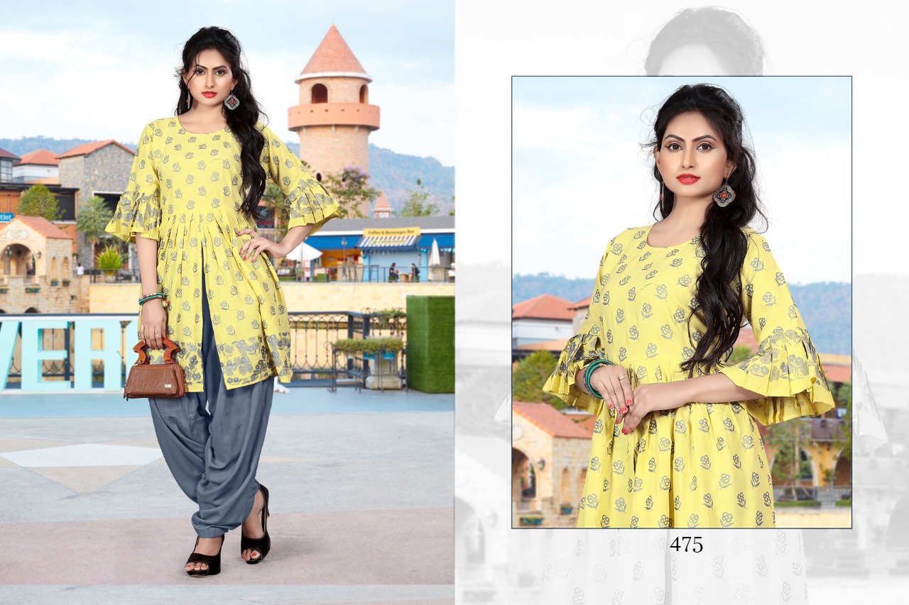 Heldon Vol-1 By Kedar Creation 471 To 475 Series Beautiful Stylish Fancy Colorful Casual Wear & Ethnic Wear & Ready To Wear Rayon Printed Kurtis & Palazzos At Wholesale Price