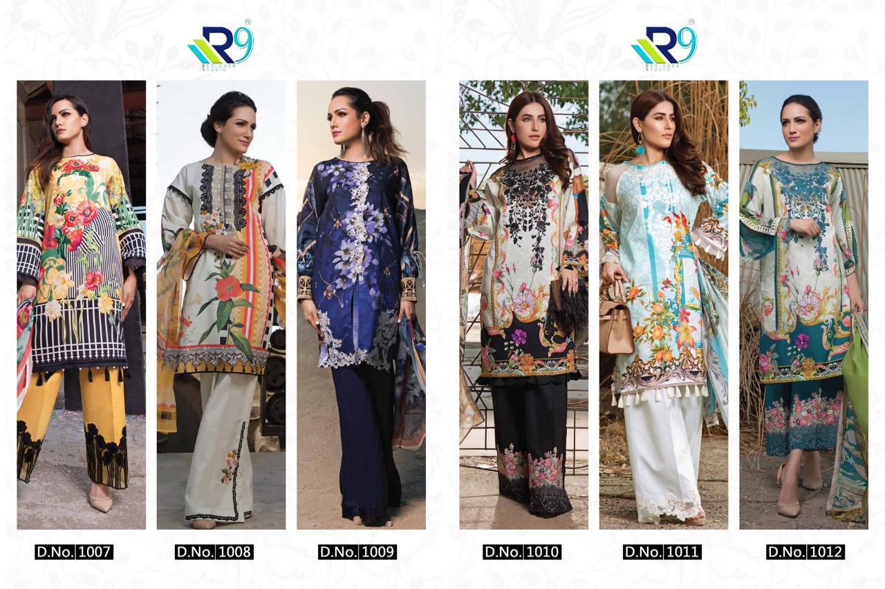 Hollywood By R9 1007 To 1012 Series Beautiful Pakistani Suits Stylish Fancy Colorful Party Wear & Ethnic Wear Satin Cotton Print With Embroidered Dresses At Wholesale Price