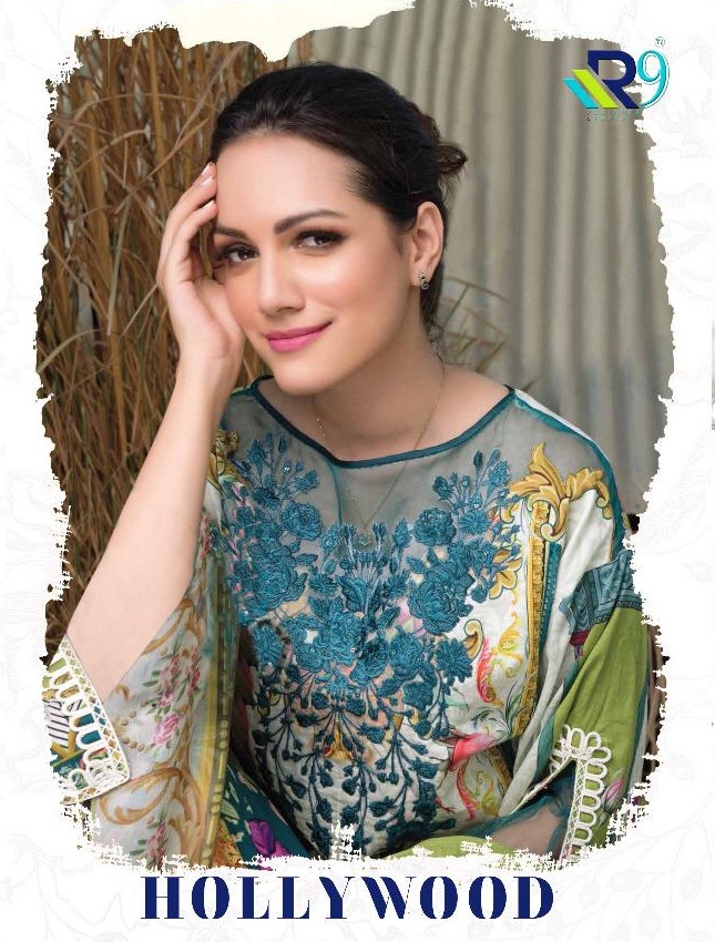 Hollywood By R9 1007 To 1012 Series Beautiful Pakistani Suits Stylish Fancy Colorful Party Wear & Ethnic Wear Satin Cotton Print With Embroidered Dresses At Wholesale Price
