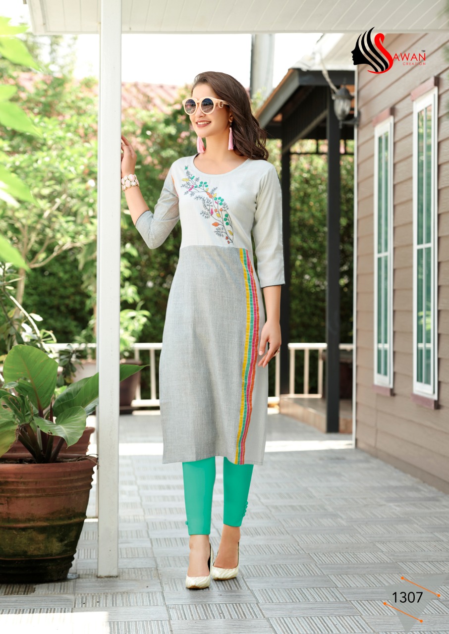 Honey Vol-13 By Sawan Creation 1301 To 1312 Series Beautiful Stylish Fancy Colorful Casual Wear & Ethnic Wear & Ready To Wear Heavy Rayon Printed With Embroidery Kurtis At Wholesale Price