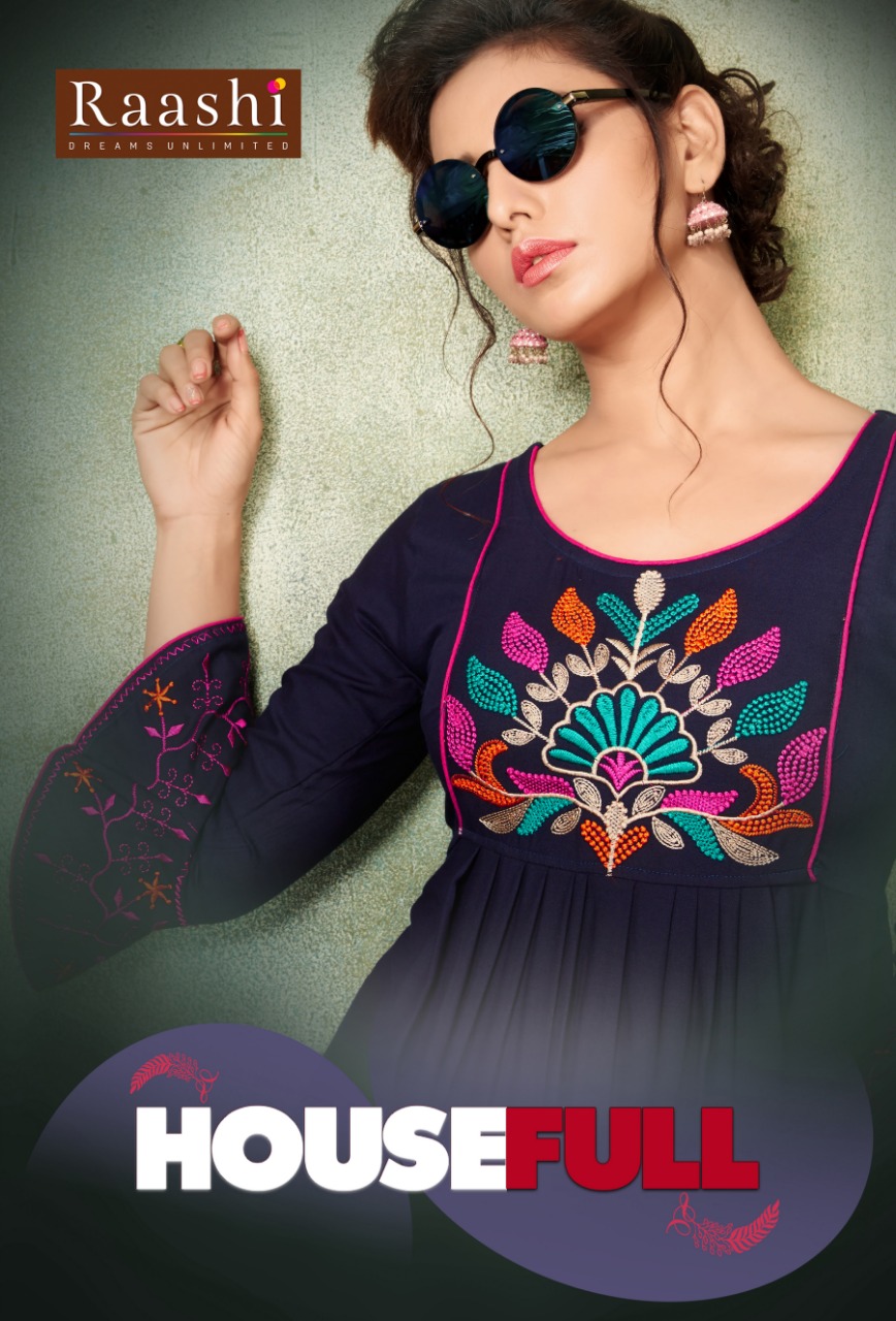 Housefull By Raashi 1501 To 1512 Series Beautiful Stylish Fancy Colorful Casual Wear & Ethnic Wear & Ready To Wear Heavy Rayon Embroidered Kurtis At Wholesale Price