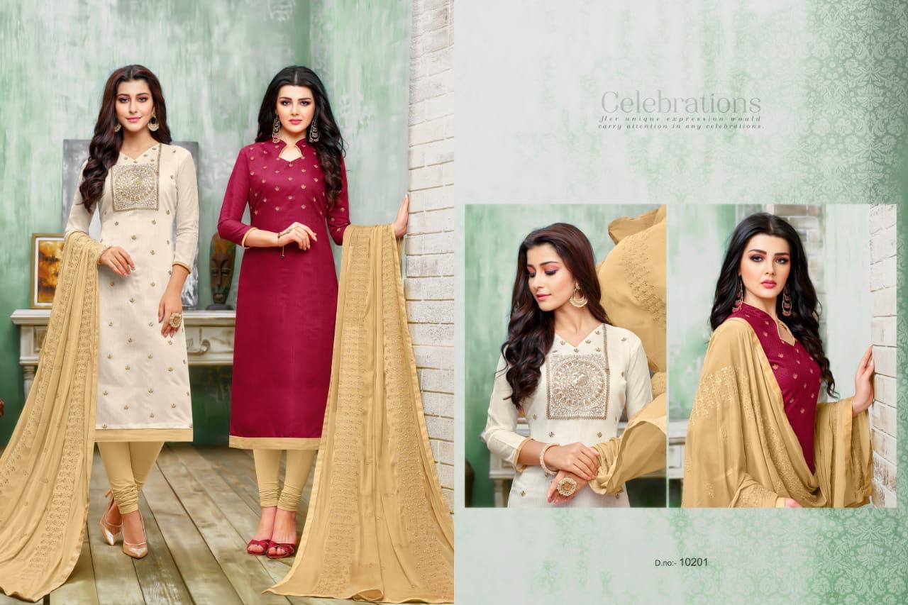 Hum Tum Vol-13 By R R Fashion 10201 To 10212 Series Beautiful Suits Stylish Colorful Fancy Casual Wear & Ethnic Wear Chanderi Embroidery Dresses At Wholesale Price