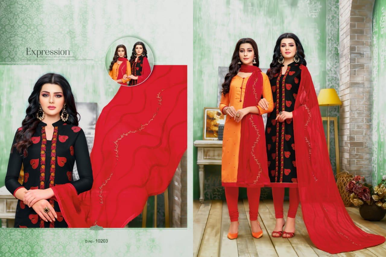 Hum Tum Vol-13 By R R Fashion 10201 To 10212 Series Beautiful Suits Stylish Colorful Fancy Casual Wear & Ethnic Wear Chanderi Embroidery Dresses At Wholesale Price