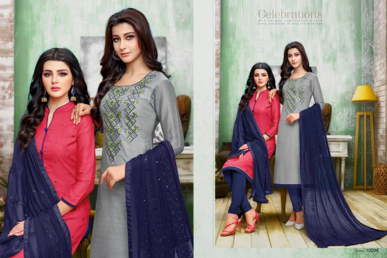 Hum Tum Vol-13 By R R Fashion 10201 To 10212 Series Beautiful Suits Stylish Colorful Fancy Casual Wear & Ethnic Wear Chanderi Embroidery Dresses At Wholesale Price