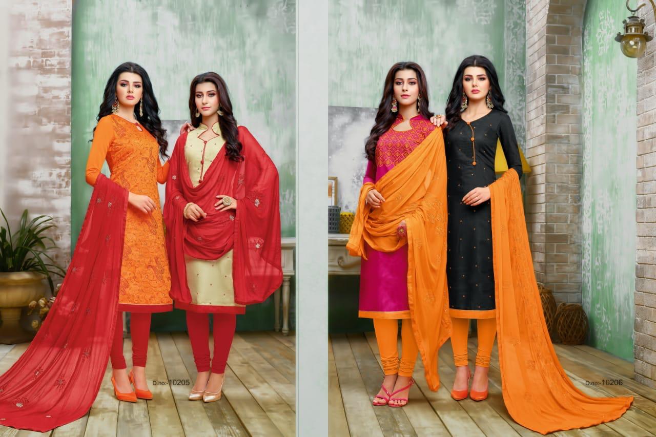 Hum Tum Vol-13 By R R Fashion 10201 To 10212 Series Beautiful Suits Stylish Colorful Fancy Casual Wear & Ethnic Wear Chanderi Embroidery Dresses At Wholesale Price