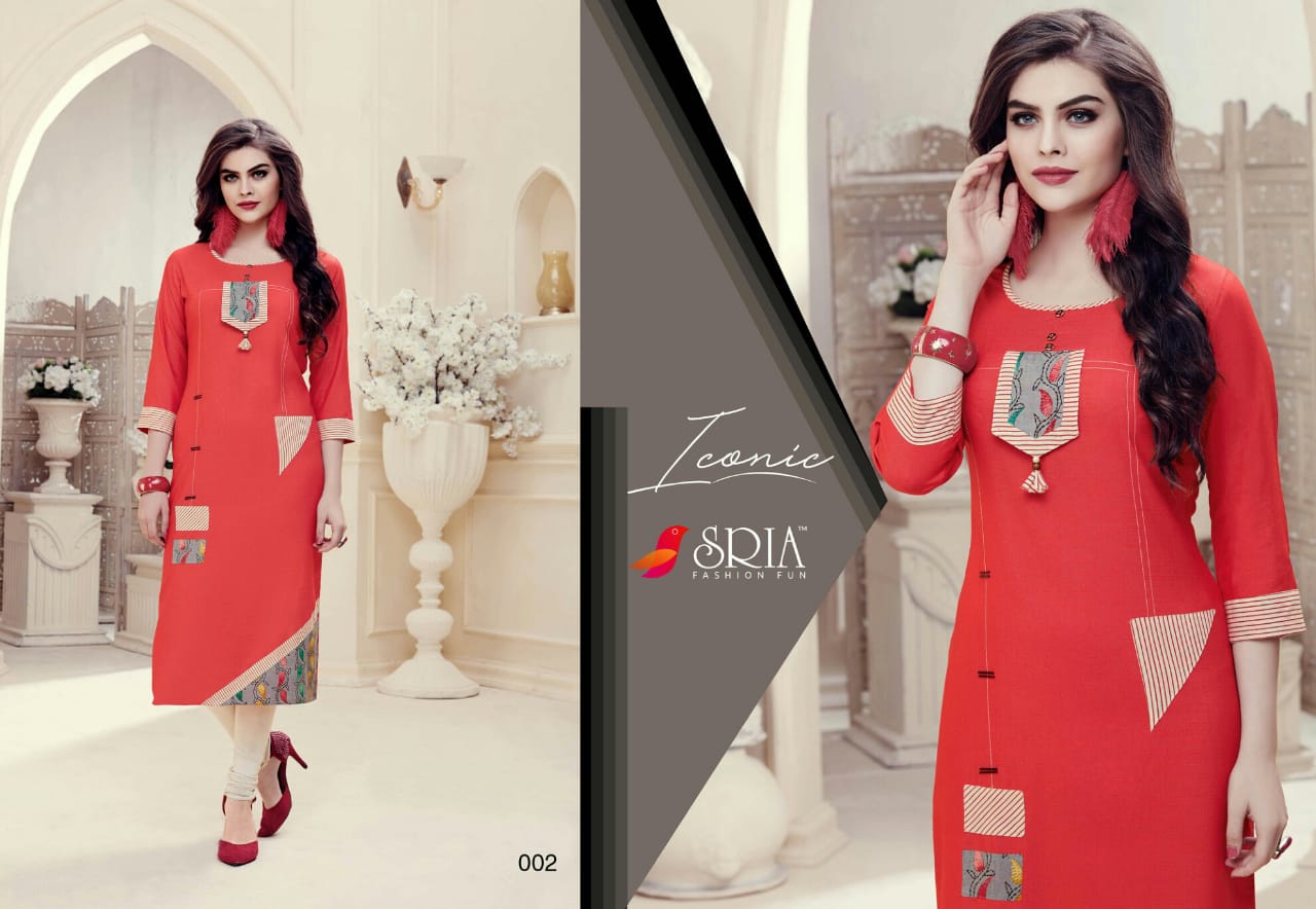 Iconic By Sria 001 To 008 Series Beautiful Stylish Colorful Fancy Casual Wear & Ethnic Wear & Ready To Wear Two Tone Rayon Printed Kurtis At Wholesale Price