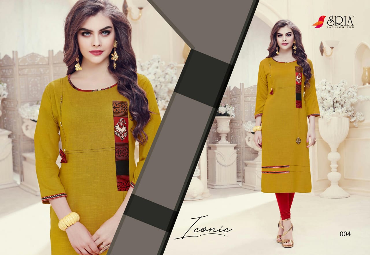 Iconic By Sria 001 To 008 Series Beautiful Stylish Colorful Fancy Casual Wear & Ethnic Wear & Ready To Wear Two Tone Rayon Printed Kurtis At Wholesale Price