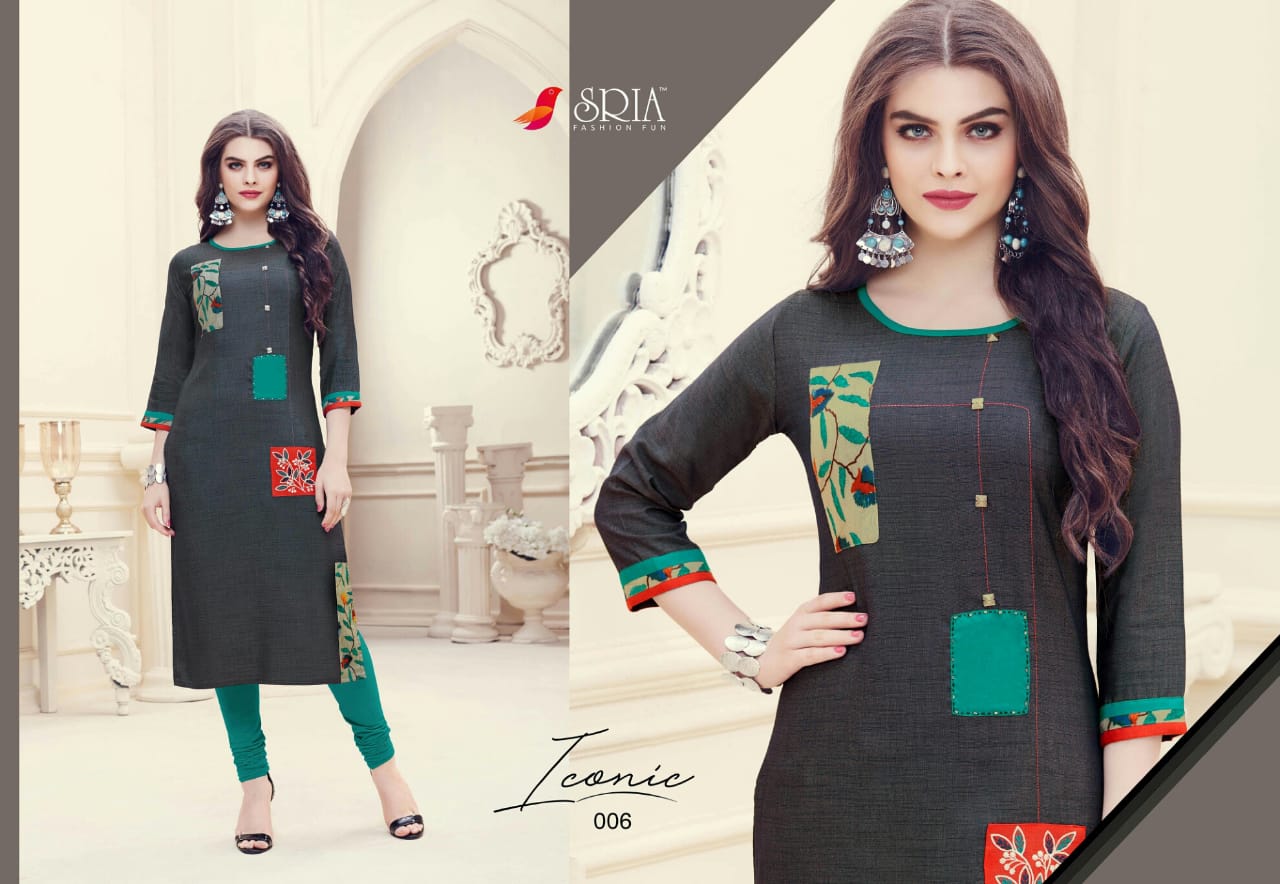 Iconic By Sria 001 To 008 Series Beautiful Stylish Colorful Fancy Casual Wear & Ethnic Wear & Ready To Wear Two Tone Rayon Printed Kurtis At Wholesale Price