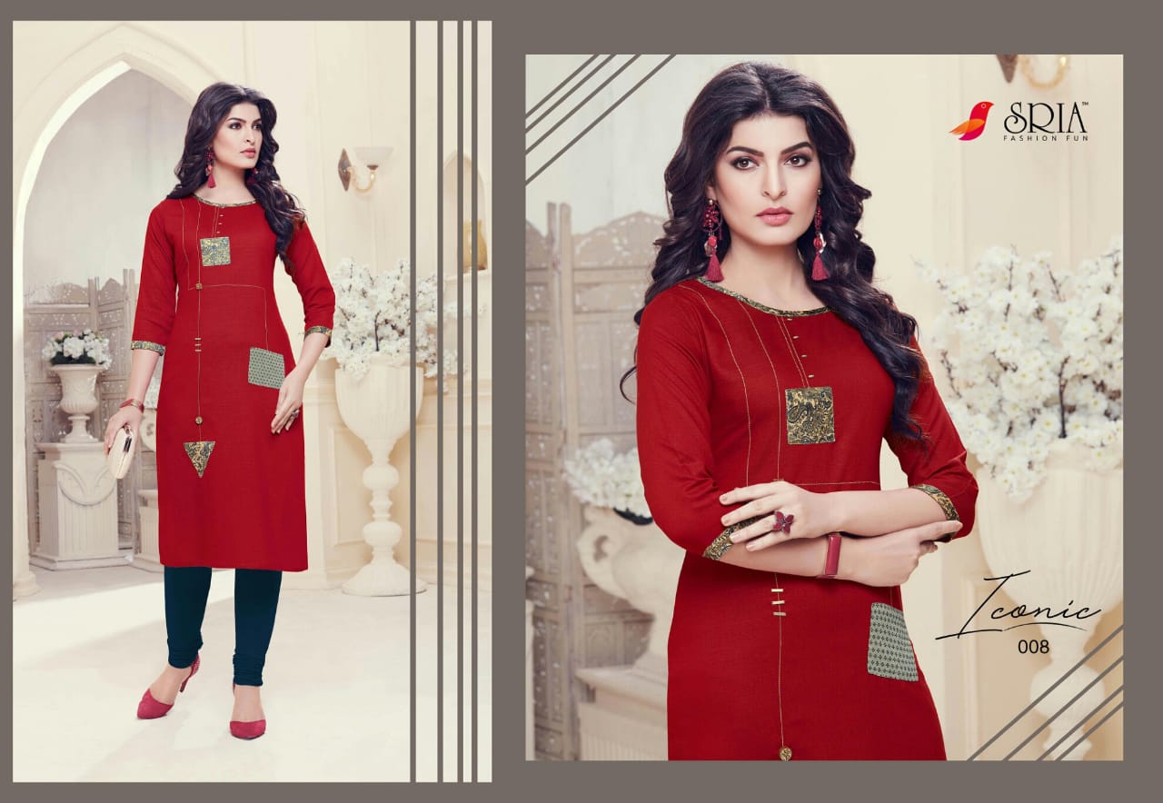 Iconic By Sria 001 To 008 Series Beautiful Stylish Colorful Fancy Casual Wear & Ethnic Wear & Ready To Wear Two Tone Rayon Printed Kurtis At Wholesale Price