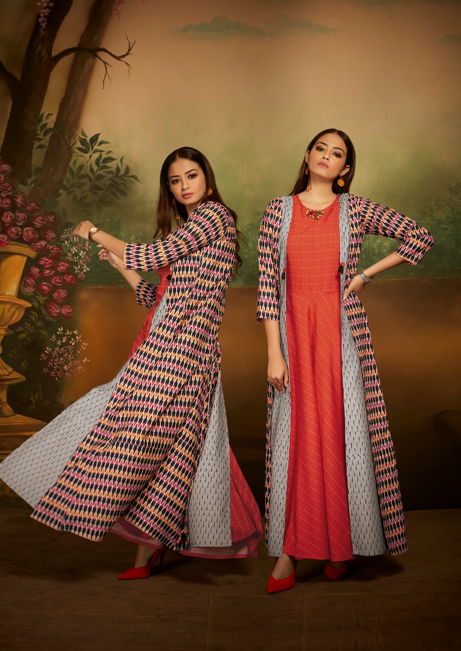 Ikkat By Ruddhi Dressline 241 To 247 Series Beautiful Stylish Fancy Colorful Casual Wear & Ethnic Wear & Ready To Wear Cotton Khadi Kurtis With Jacket At Wholesale Price