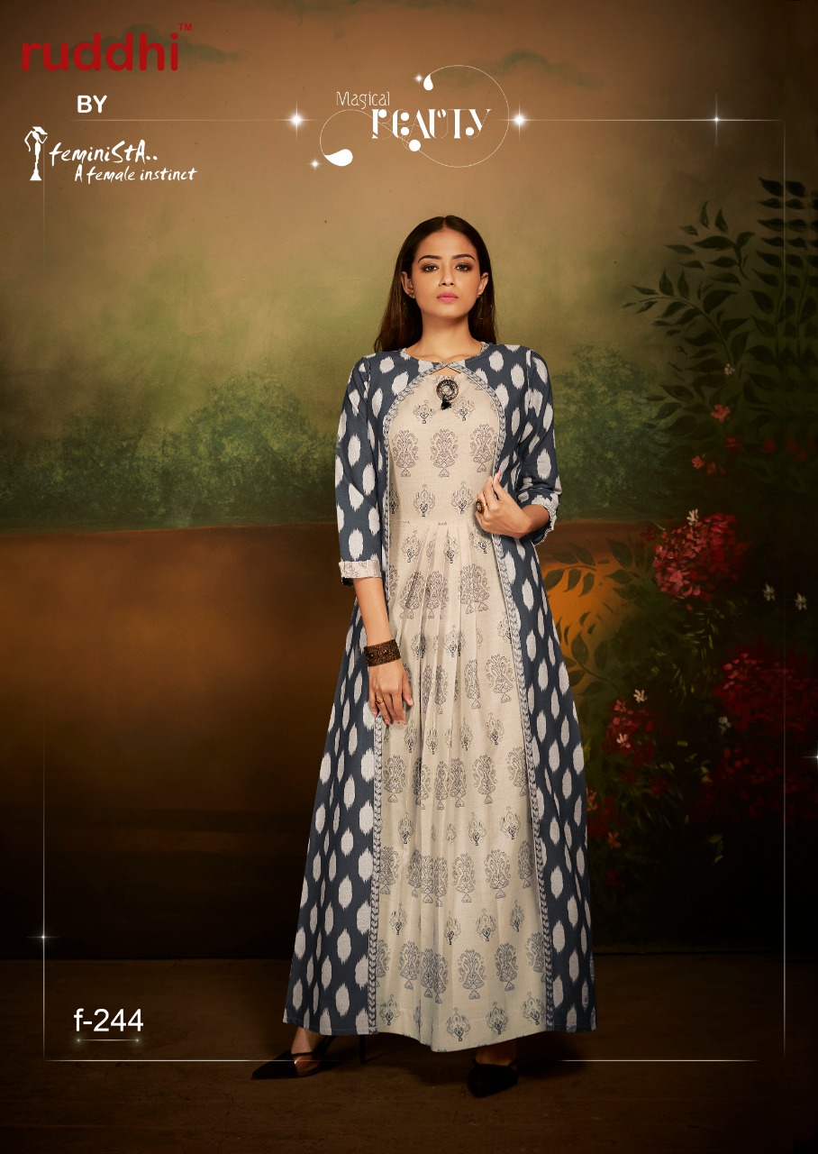 Ikkat By Ruddhi Dressline 241 To 247 Series Beautiful Stylish Fancy Colorful Casual Wear & Ethnic Wear & Ready To Wear Cotton Khadi Kurtis With Jacket At Wholesale Price