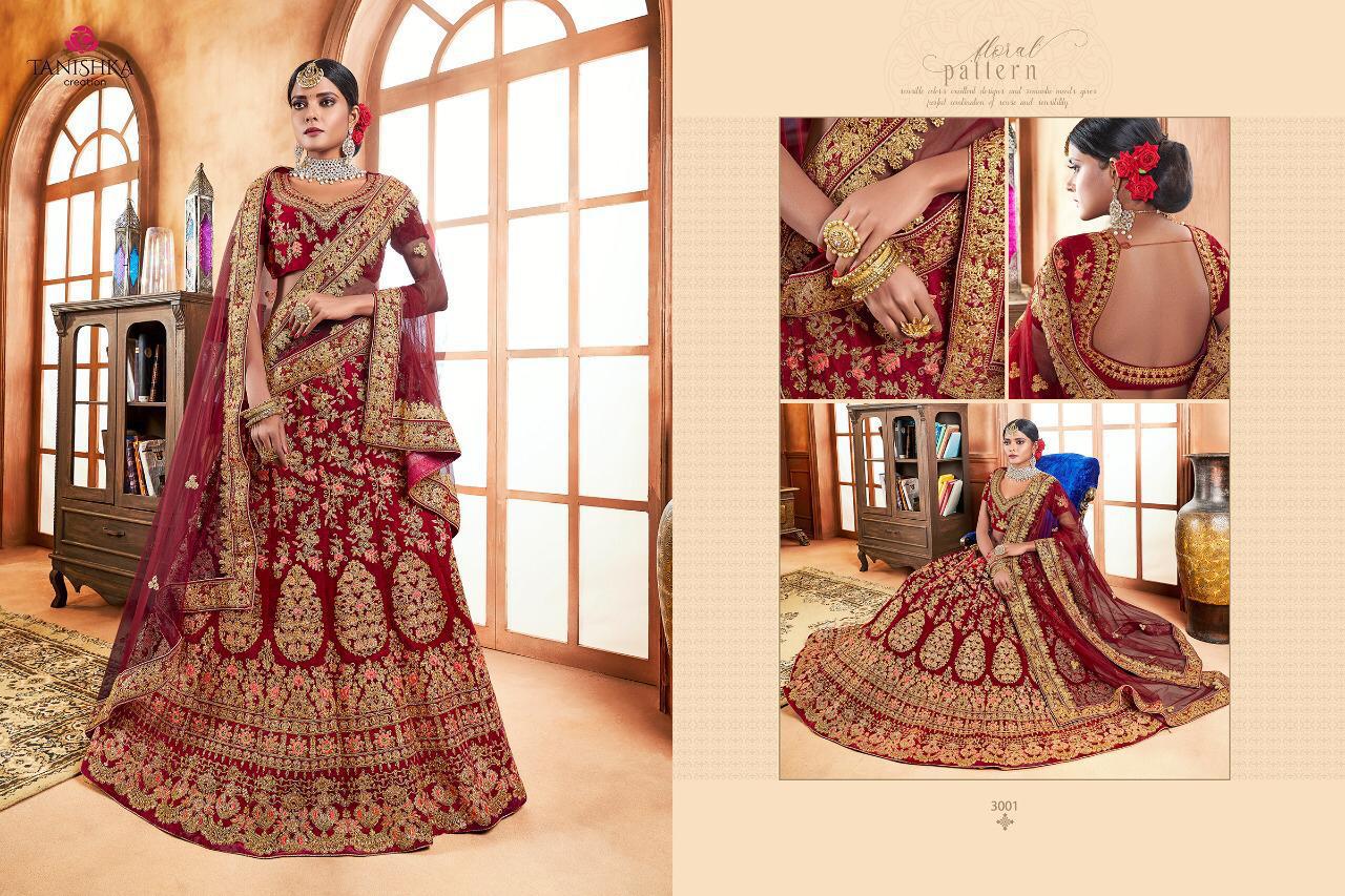 Impression Vol-2 By Tanishka Creation 3001 To 3008 Series Indian Traditional Wear Collection Beautiful Stylish Fancy Colorful Party Wear & Occasional Wear Net & Velvet Lehengas At Wholesale Price