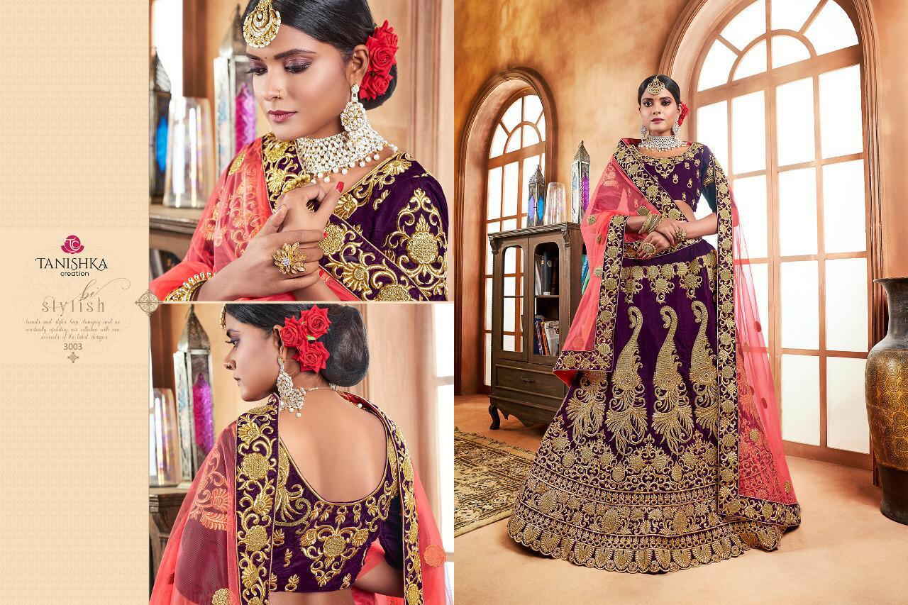 Impression Vol-2 By Tanishka Creation 3001 To 3008 Series Indian Traditional Wear Collection Beautiful Stylish Fancy Colorful Party Wear & Occasional Wear Net & Velvet Lehengas At Wholesale Price