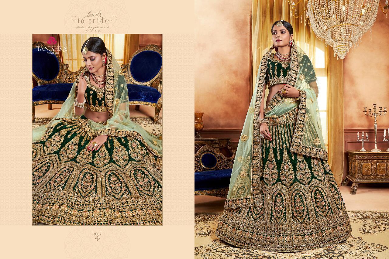Impression Vol-2 By Tanishka Creation 3001 To 3008 Series Indian Traditional Wear Collection Beautiful Stylish Fancy Colorful Party Wear & Occasional Wear Net & Velvet Lehengas At Wholesale Price