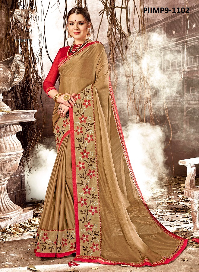 Impression Vol-9 By Pikasho 1101 To 1112 Series Indian Traditional Wear Collection Beautiful Stylish Fancy Colorful Party Wear & Occasional Wear Georgette Embroidered Sarees At Wholesale Price