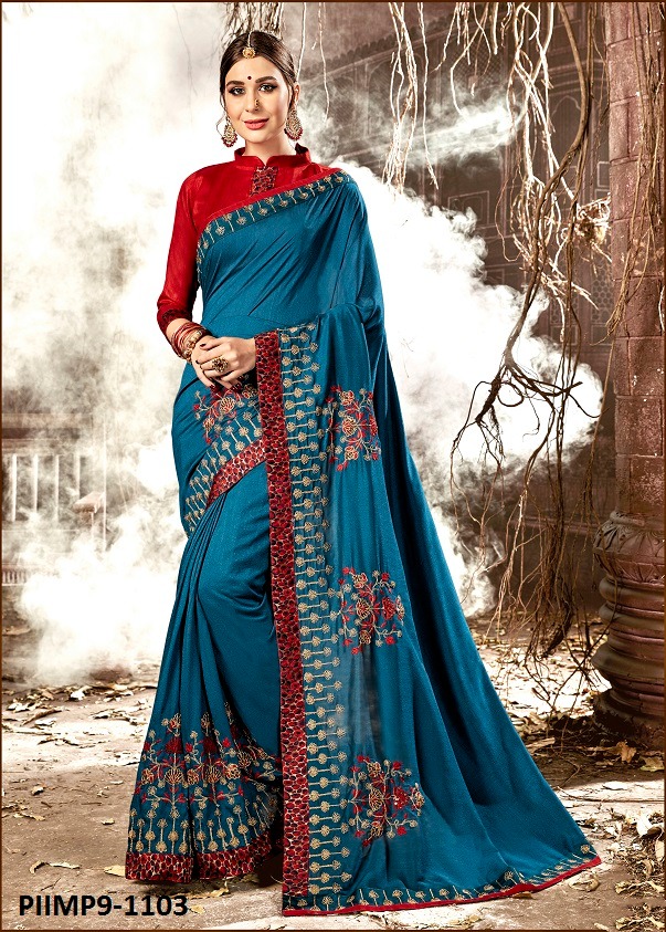 Impression Vol-9 By Pikasho 1101 To 1112 Series Indian Traditional Wear Collection Beautiful Stylish Fancy Colorful Party Wear & Occasional Wear Georgette Embroidered Sarees At Wholesale Price