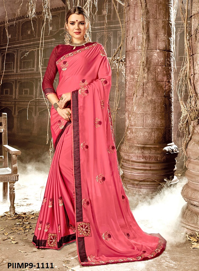 Impression Vol-9 By Pikasho 1101 To 1112 Series Indian Traditional Wear Collection Beautiful Stylish Fancy Colorful Party Wear & Occasional Wear Georgette Embroidered Sarees At Wholesale Price