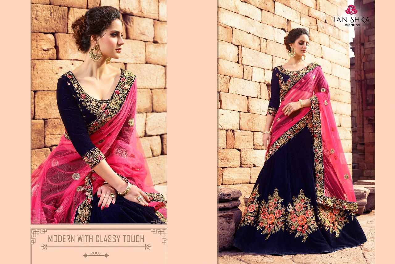 Impression By Tanishka Creation 2001 To 2012 Series Indian Traditional Wear Collection Beautiful Stylish Fancy Colorful Party Wear & Occasional Wear Silk & Velvet Lehengas At Wholesale Price