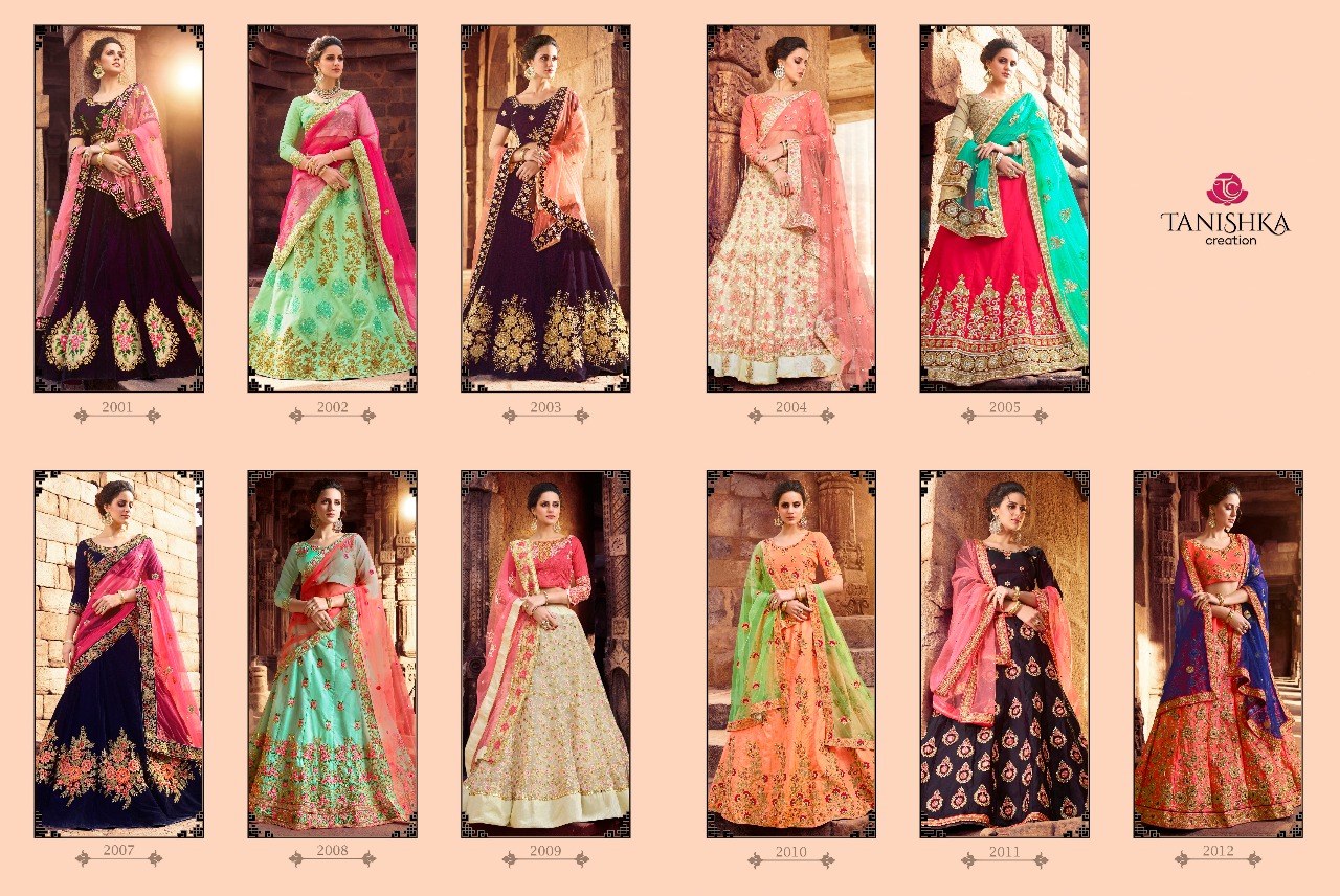 Impression By Tanishka Creation 2001 To 2012 Series Indian Traditional Wear Collection Beautiful Stylish Fancy Colorful Party Wear & Occasional Wear Silk & Velvet Lehengas At Wholesale Price