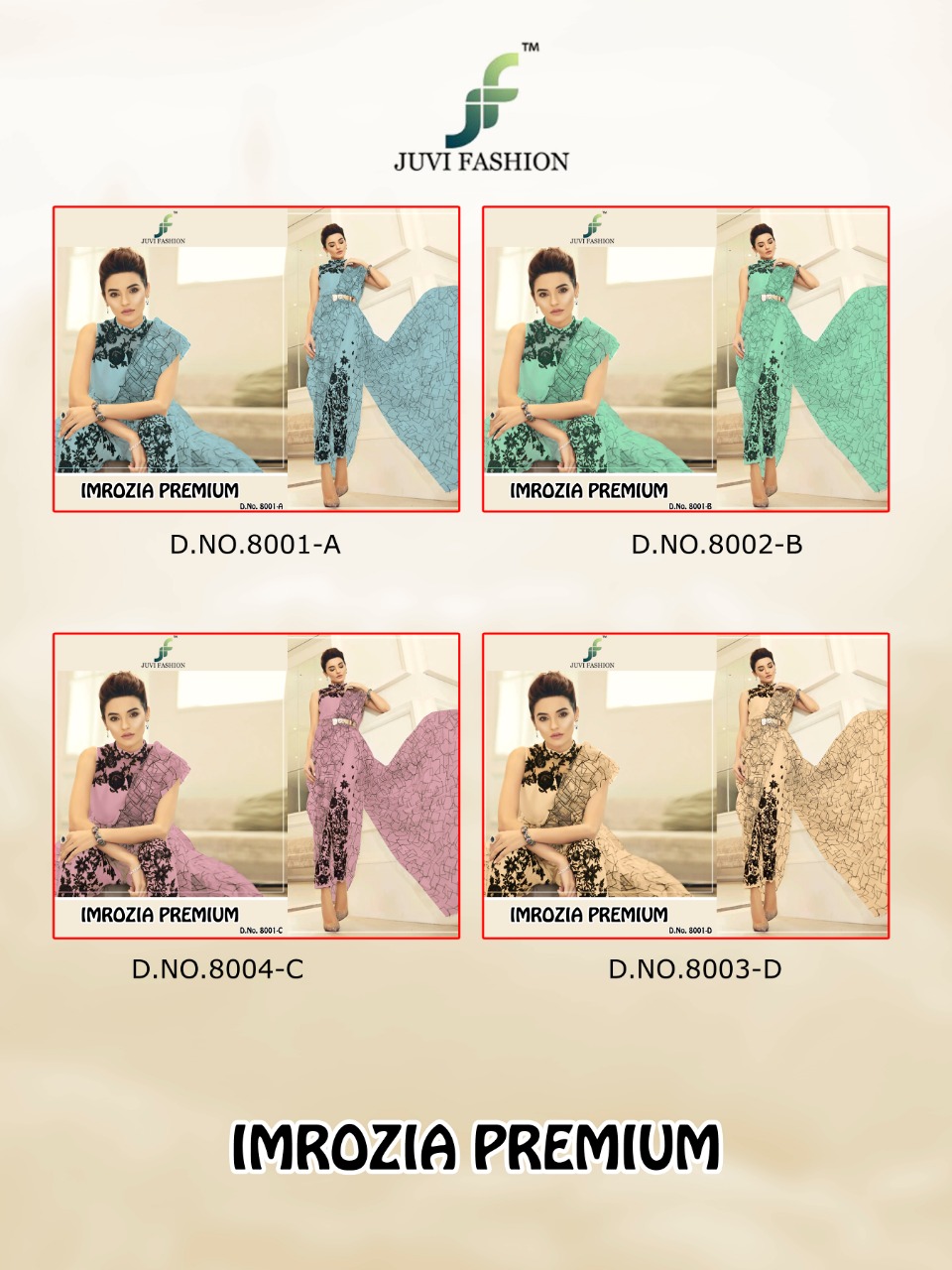 Imrozia Premium By Juvi Fashion 8001-a To 8001-d Series Designer Patiyala Suits Collection Beautiful Stylish Fancy Colorful Party Wear & Ethnic Wear Net With Heavy Self Embroidery Dresses At Wholesale Price