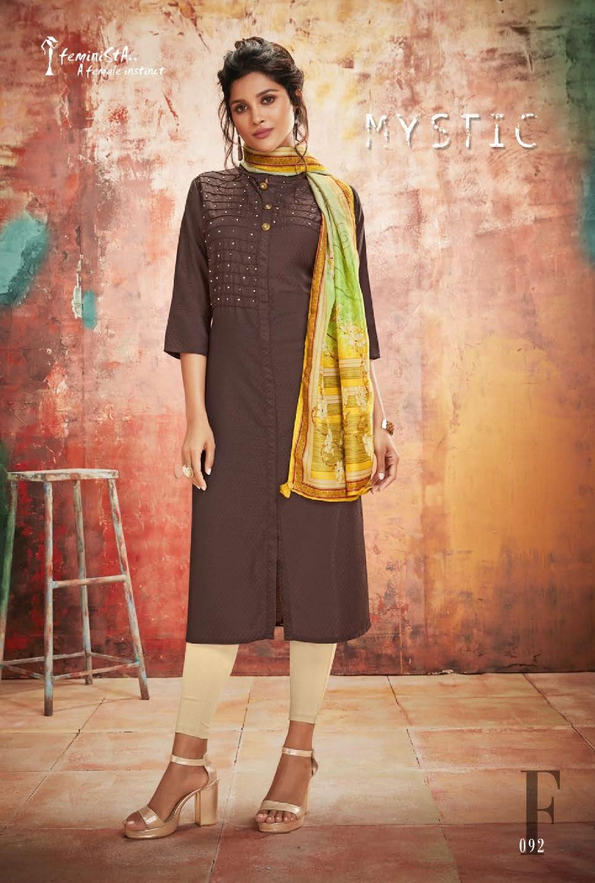 Inayat By Feminista 091 To 099 Series Beautiful Stylish Fancy Colorful Casual Wear & Ethnic Wear & Ready To Wear Muslin With Stole Kurtis At Wholesale Price