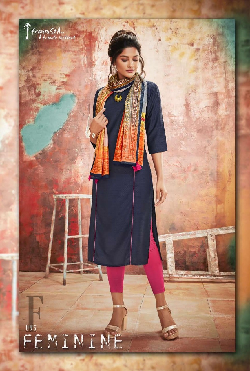 Inayat By Feminista 091 To 099 Series Beautiful Stylish Fancy Colorful Casual Wear & Ethnic Wear & Ready To Wear Muslin With Stole Kurtis At Wholesale Price