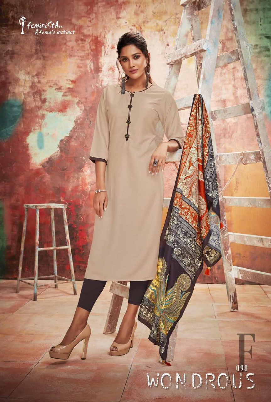 Inayat By Feminista 091 To 099 Series Beautiful Stylish Fancy Colorful Casual Wear & Ethnic Wear & Ready To Wear Muslin With Stole Kurtis At Wholesale Price