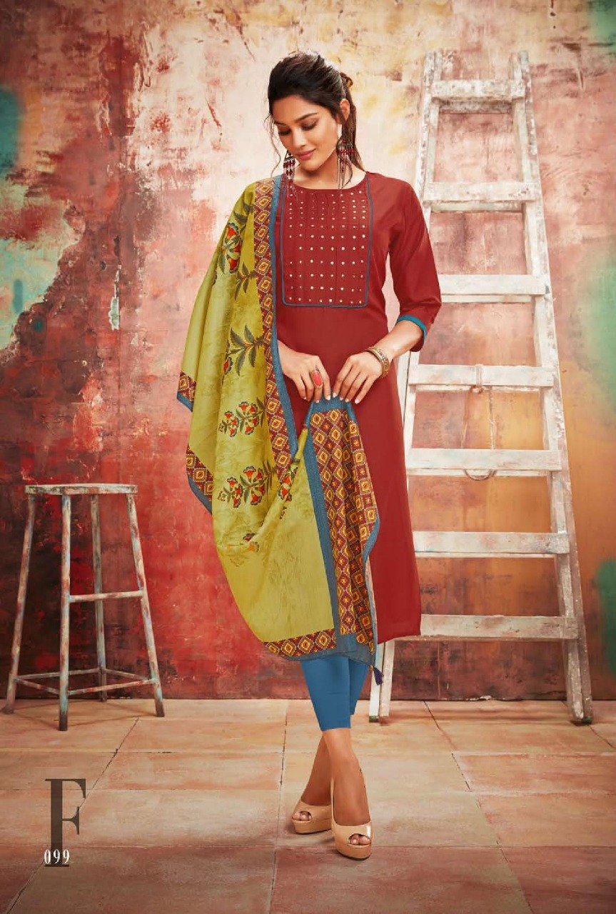 Inayat By Feminista 091 To 099 Series Beautiful Stylish Fancy Colorful Casual Wear & Ethnic Wear & Ready To Wear Muslin With Stole Kurtis At Wholesale Price