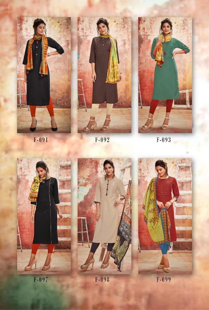 Inayat By Feminista 091 To 099 Series Beautiful Stylish Fancy Colorful Casual Wear & Ethnic Wear & Ready To Wear Muslin With Stole Kurtis At Wholesale Price