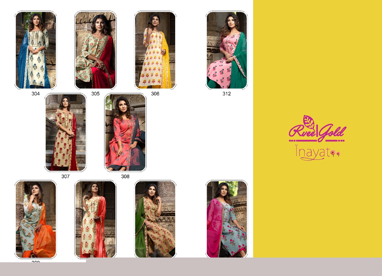 Sale Inayat By Rvee Gold 304 To 313 Series Designer Suits Beautiful Stylish Fancy Colorful Casual Wear & Ethnic Wear Heavy Cotton Lawn Printed Dresses At Wholesale Price
