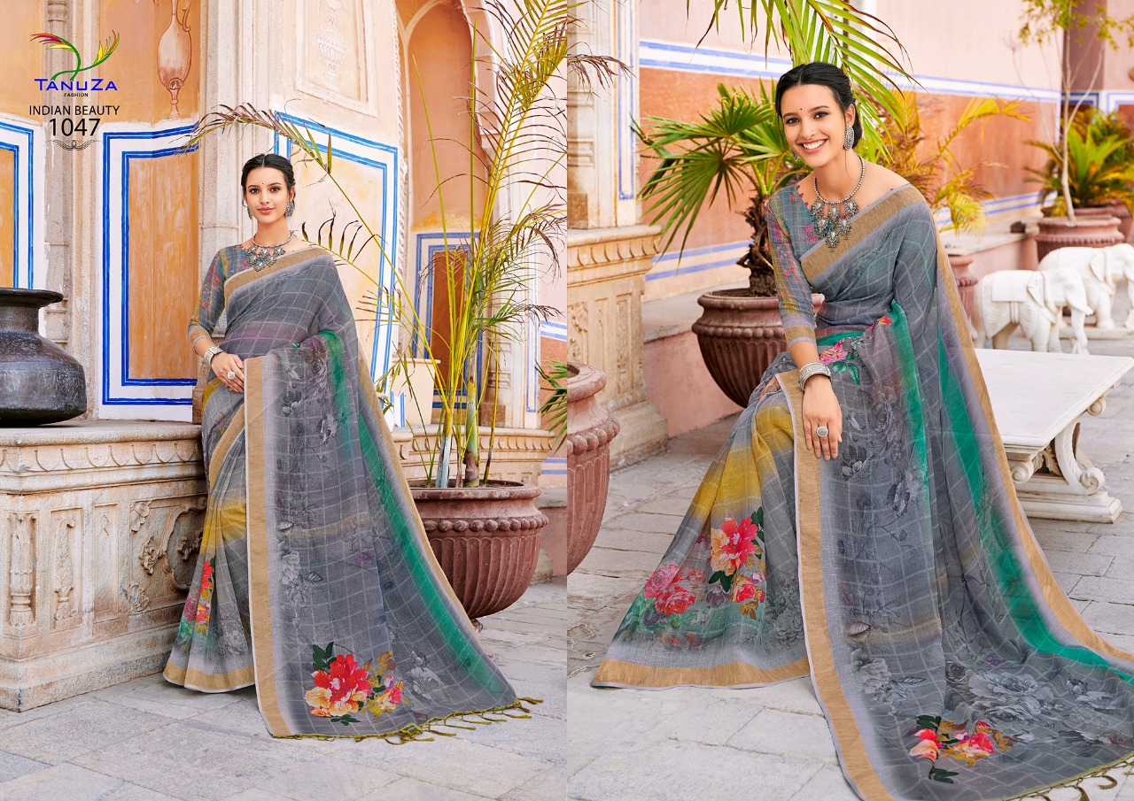 Indian Beauty Vol-4 By Tanuza Fashion 1044 To 1054 Indian Traditional Wear Collection Beautiful Stylish Fancy Colorful Party Wear & Occasional Wear Pure Linen Sarees At Wholesale Price