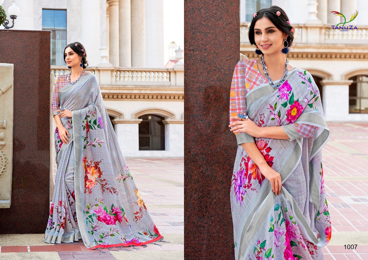 Indian Beauty By Tanuza Fashion Indian Traditional Wear Collection Beautiful Stylish Fancy Colorful Party Wear & Occasional Wear Pure Linen Sarees At Wholesale Price