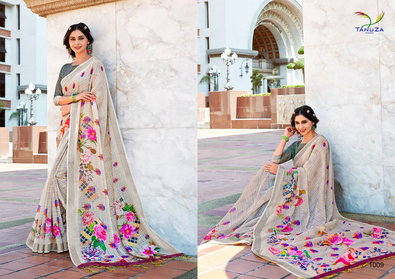 Indian Beauty By Tanuza Fashion Indian Traditional Wear Collection Beautiful Stylish Fancy Colorful Party Wear & Occasional Wear Pure Linen Sarees At Wholesale Price