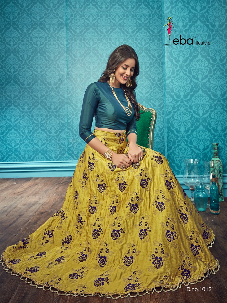 Indo Western By Eba Lifestyle 1012 Design Designer Lehenga Collection Beautiful Stylish Fancy Colorful Party Wear & Occasional Wear Pure Banarasi Lehenga At Wholesale Price